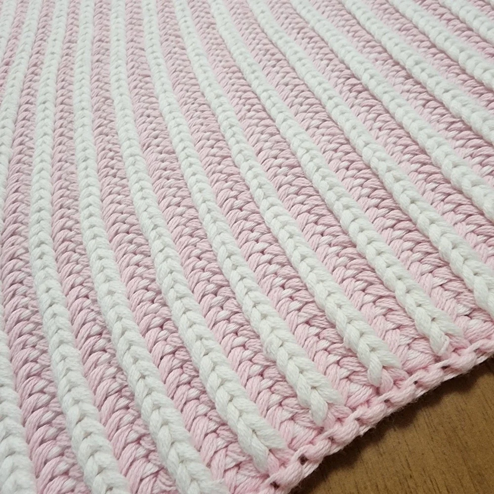 Elegant Baby Pink And White Crochet Baby Blanket